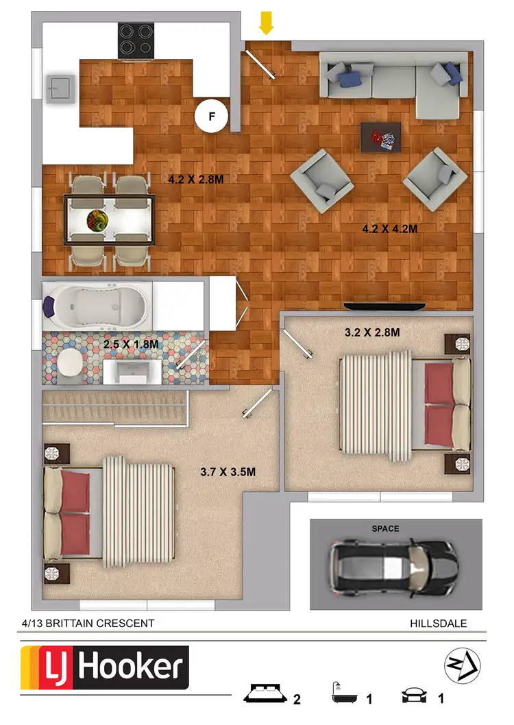 Floorplan of Homely unit listing, 4/13 Brittain Crescent, Hillsdale NSW 2036
