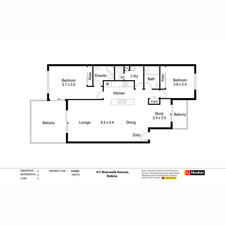 Floorplan of Homely apartment listing, 4/1 Riverwalk Avenue, Robina QLD 4226