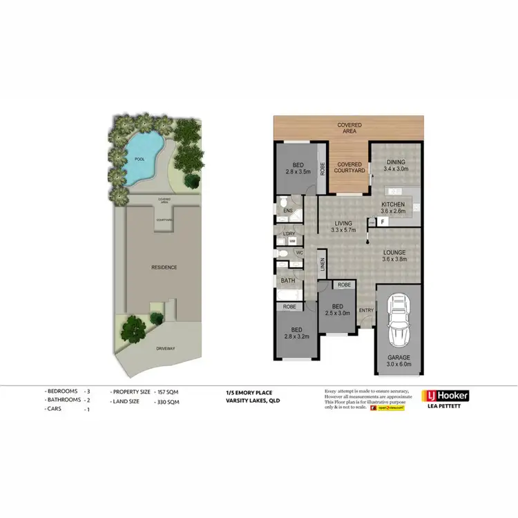 Floorplan of Homely semi-detached listing, 1/5 Emory Place, Varsity Lakes QLD 4227