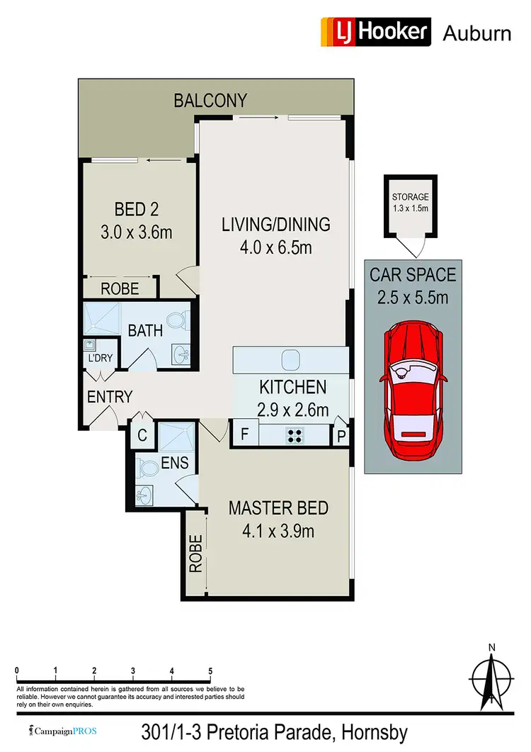 Floorplan of Homely apartment listing, 301/1-3 Pretoria Pde, Hornsby NSW 2077