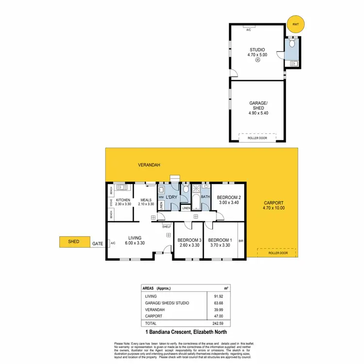 Floorplan of Homely house listing, 1 Bandiana Crescent, Elizabeth North SA 5113