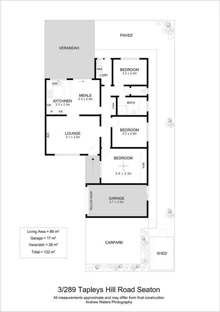 Floorplan of Homely unit listing, 3/289 Tapleys Hill Road, Seaton SA 5023