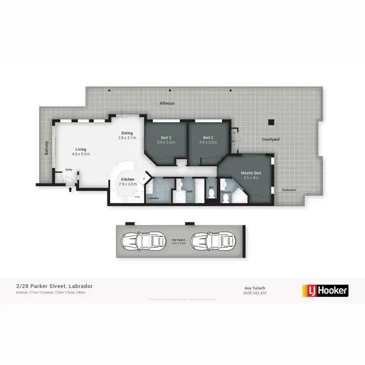 Floorplan of Homely unit listing, 2/28 Parker Street, Labrador QLD 4215