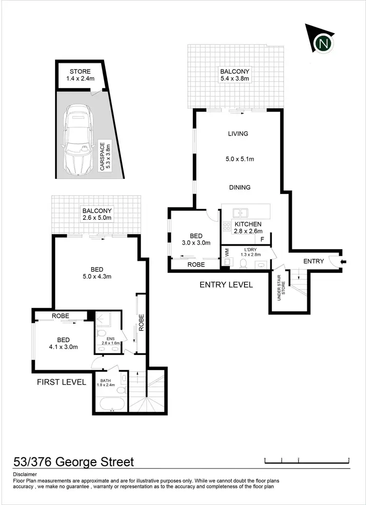 Floorplan of Homely apartment listing, 53/376 George Street, Waterloo NSW 2017