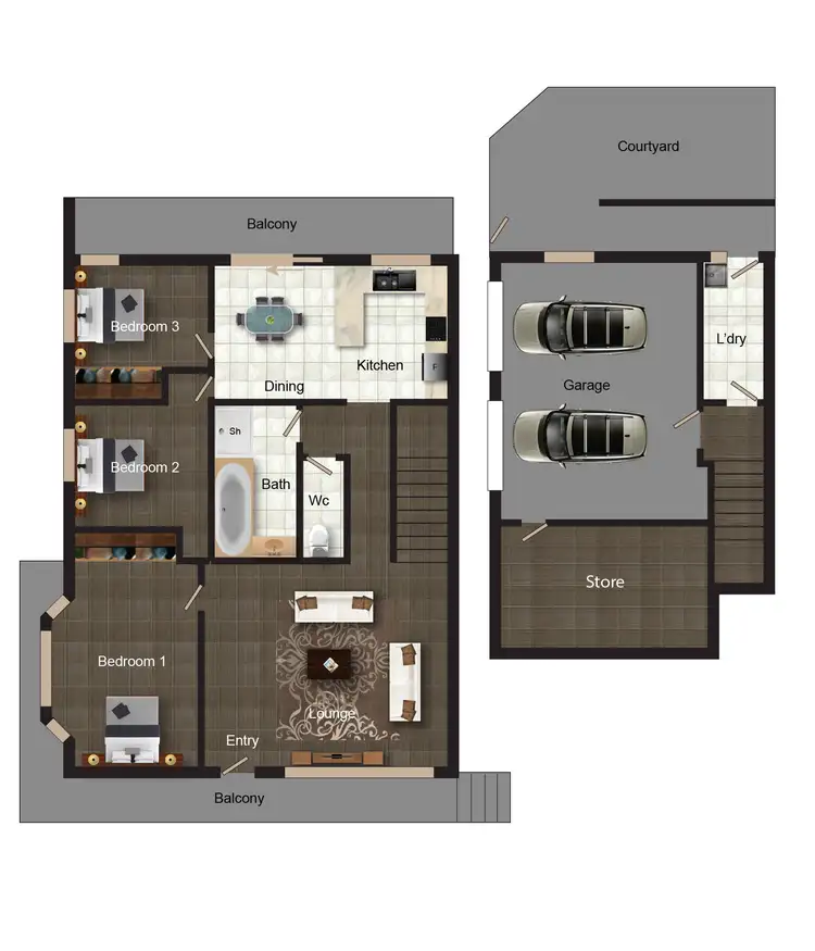 Floorplan of Homely townhouse listing, 1/28 Macquoid Street, Queanbeyan NSW 2620