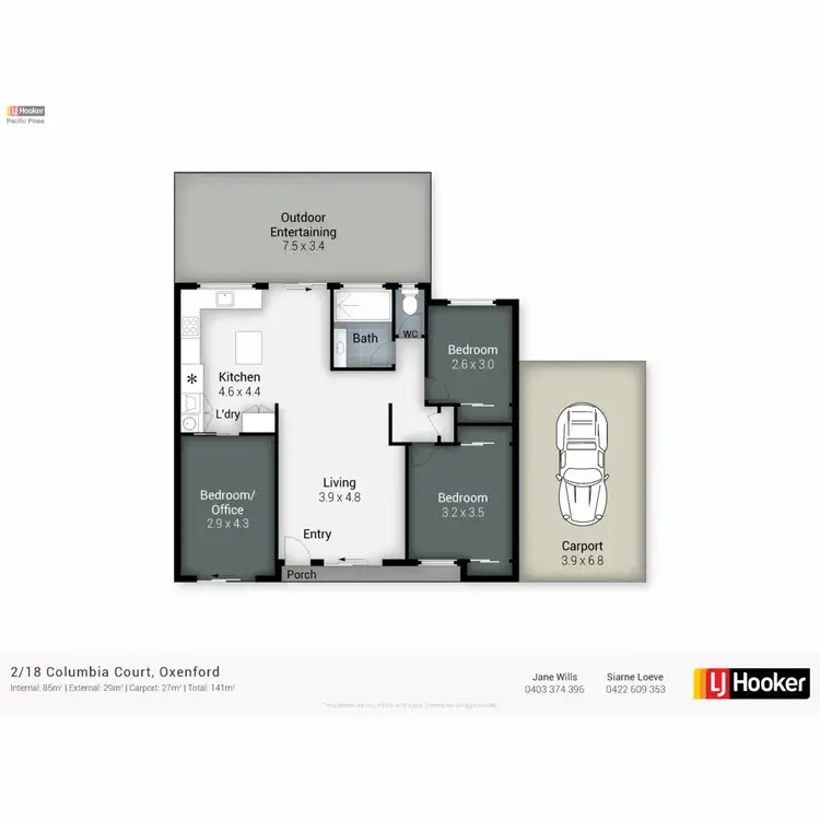 Floorplan of Homely semi-detached listing, 2/18 Columbia Court, Oxenford QLD 4210