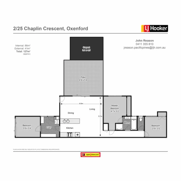 Floorplan of Homely semi-detached listing, 2/25 Chaplin Crescent, Oxenford QLD 4210