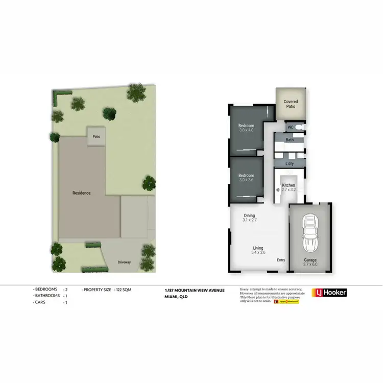 Floorplan of Homely semi-detached listing, 1/87 Mountain View Avenue, Miami QLD 4220