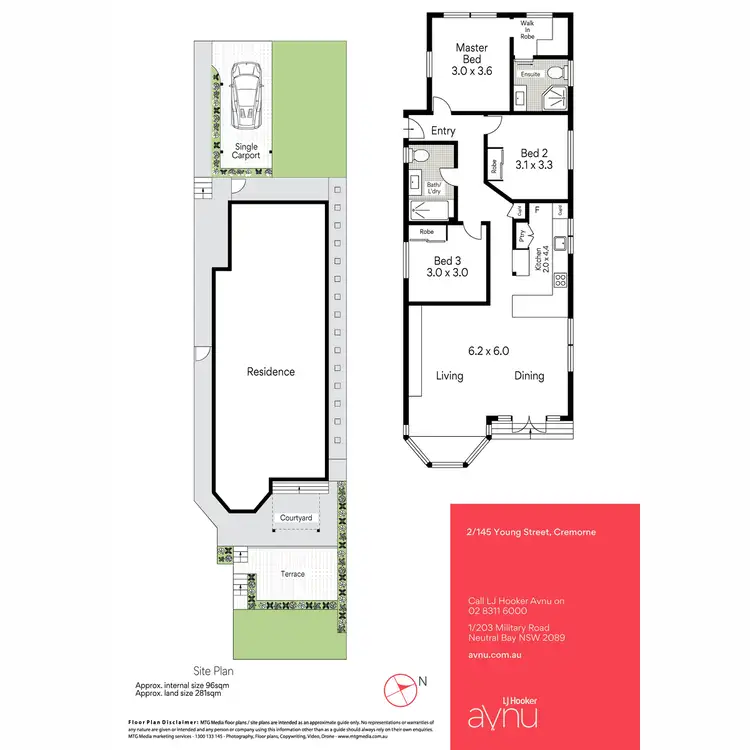Floorplan of Homely semi-detached listing, 2/145 Young Street, Cremorne NSW 2090