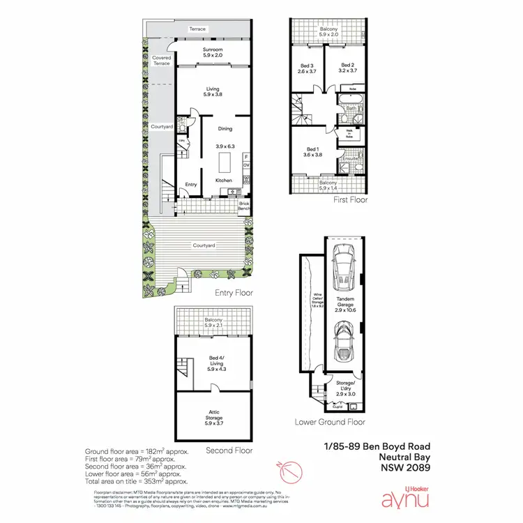 Floorplan of Homely townhouse listing, 1/85-89 Ben Boyd Road, Neutral Bay NSW 2089