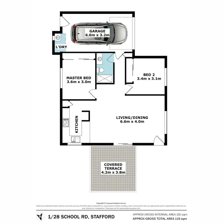 Floorplan of Homely villa listing, 1/28 School Road, Stafford QLD 4053