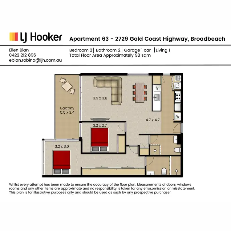 Floorplan of Homely apartment listing, 63/2729-2733 Gold Coast Highway, Broadbeach QLD 4218