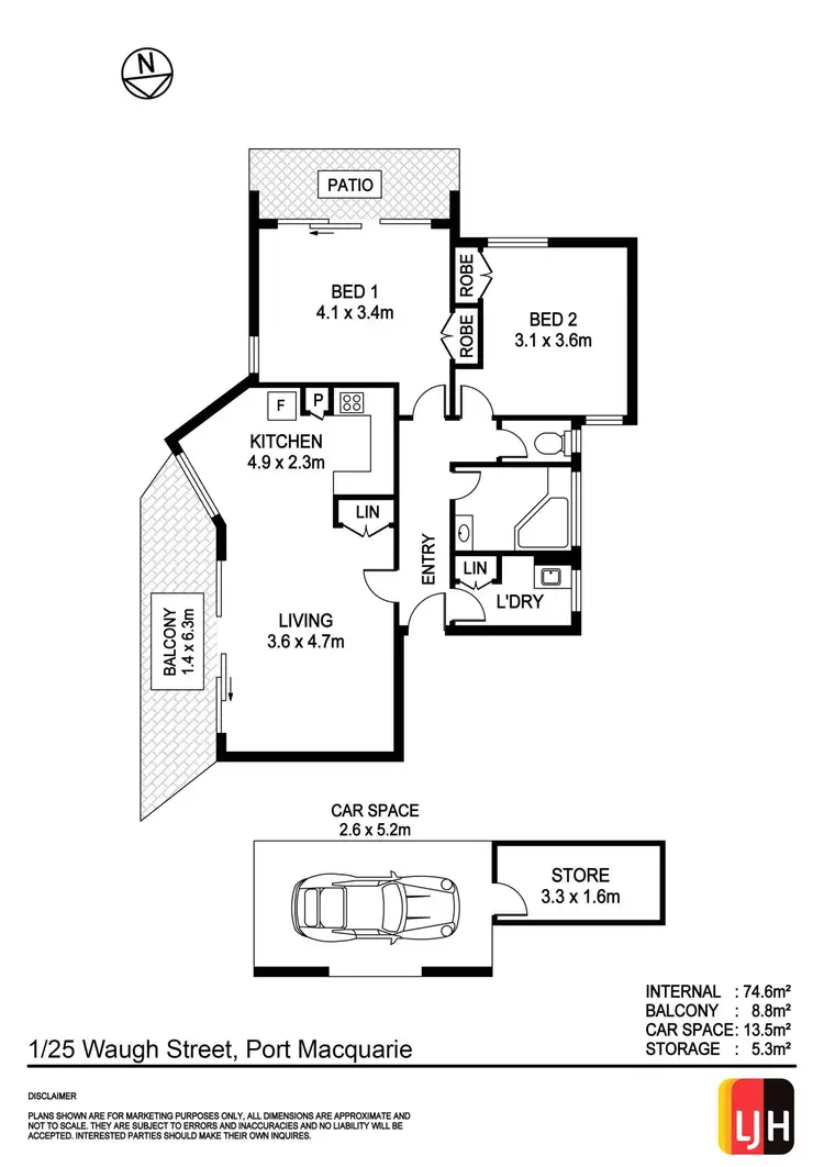 Floorplan of Homely unit listing, 1/25 Waugh Street, Port Macquarie NSW 2444