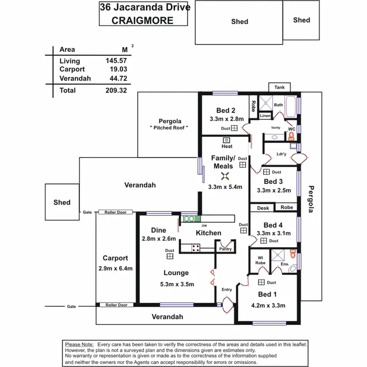 Floorplan of Homely house listing, 36 Jacaranda Drive, Craigmore SA 5114