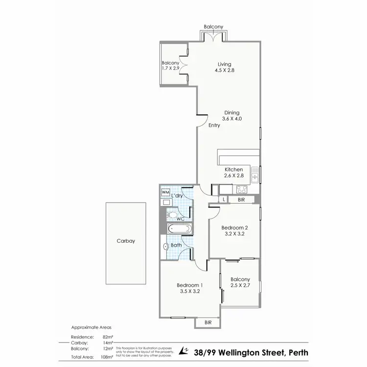 Floorplan of Homely apartment listing, 38/99-105 Wellington Street, East Perth WA 6004