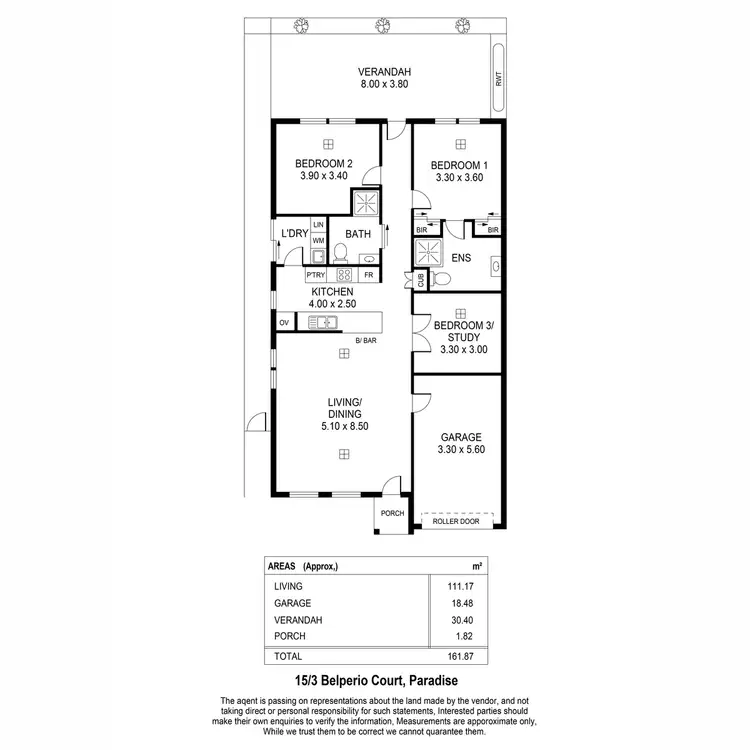 Floorplan of Homely villa listing, 15/3 Belperio Court, Paradise SA 5075