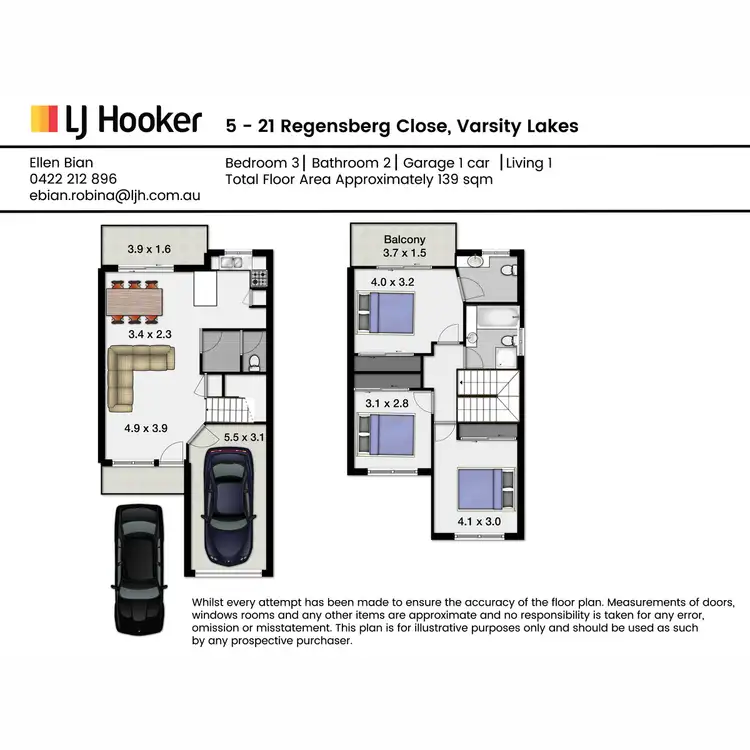 Floorplan of Homely townhouse listing, 5/21 Regensberg Close, Varsity Lakes QLD 4227