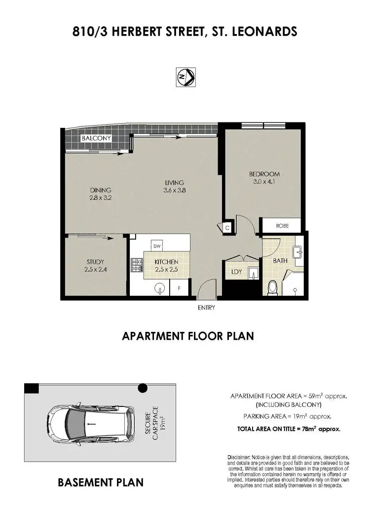 Floorplan of Homely apartment listing, 810/3 Herbert Street, St Leonards NSW 2065