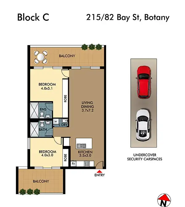 Floorplan of Homely apartment listing, 215/82 Bay Street, Botany NSW 2019