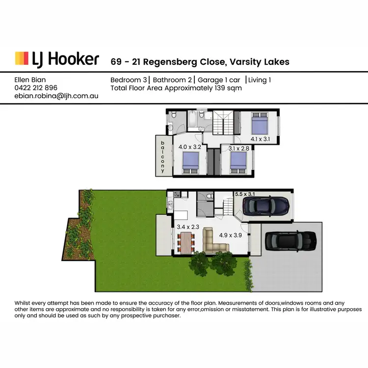 Floorplan of Homely townhouse listing, 69/21 Regensberg Close, Varsity Lakes QLD 4227