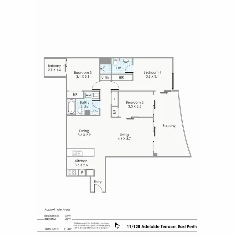 Floorplan of Homely apartment listing, 11/128 Adelaide Terrace, East Perth WA 6004