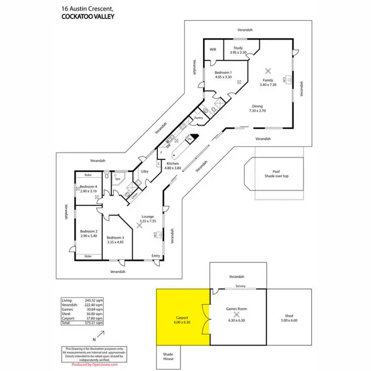 Floorplan of Homely house listing, 16 Austin Crescent, Cockatoo Valley SA 5351