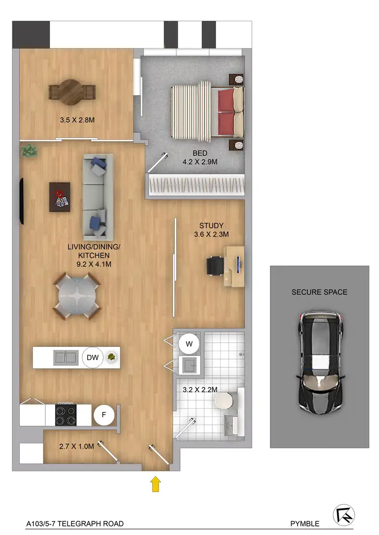 Floorplan of Homely unit listing, A103/5-7 Telegraph Road, Pymble NSW 2073