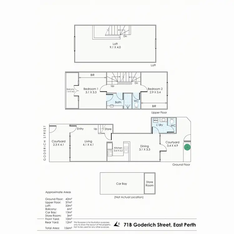 Floorplan of Homely townhouse listing, 71B Goderich Street, East Perth WA 6004