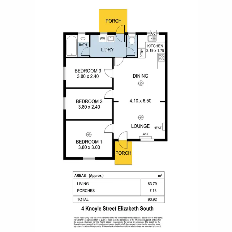 Floorplan of Homely semi-detached listing, 4 Knoyle Street, Elizabeth South SA 5112