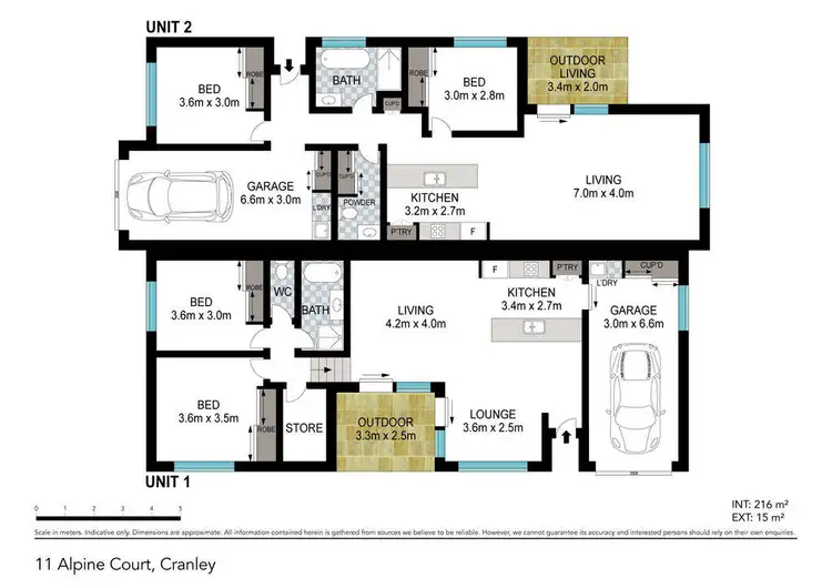 Floorplan of Homely unit listing, 1 & 2/11 Alpine Court, Cranley QLD 4350