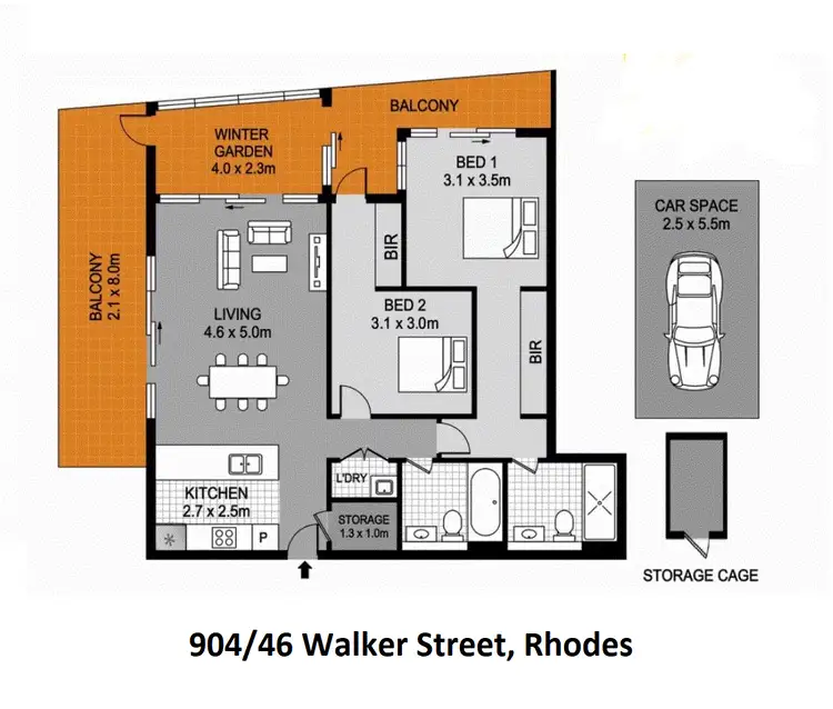 Floorplan of Homely unit listing, 46 Walker Street, Rhodes NSW 2138