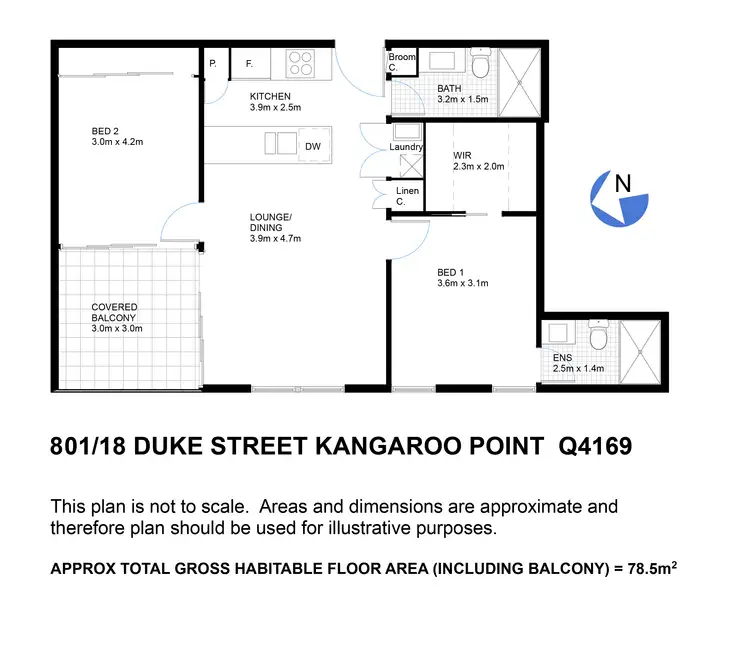 Floorplan of Homely apartment listing, 801/18 Duke Street, Kangaroo Point QLD 4169