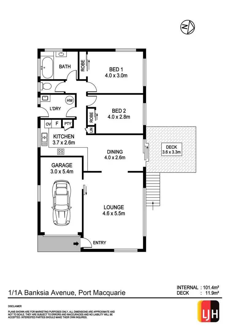 Floorplan of Homely villa listing, 1/1a Banksia Avenue, Port Macquarie NSW 2444