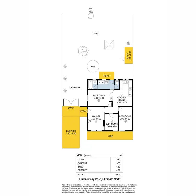 Floorplan of Homely semi-detached listing, 106 Dauntsey Road, Elizabeth North SA 5113