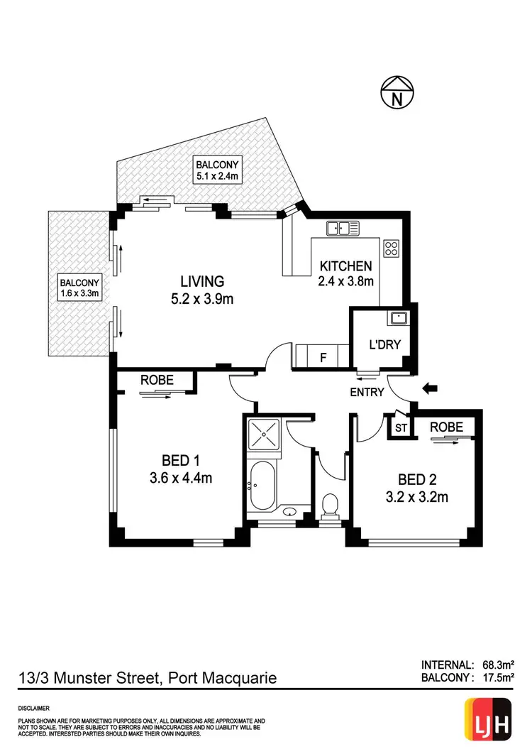 Floorplan of Homely unit listing, 13/3 Munster Street, Port Macquarie NSW 2444