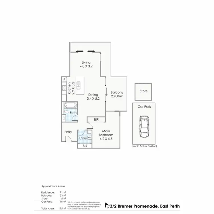 Floorplan of Homely apartment listing, 3/2 Bremer Promenade, East Perth WA 6004