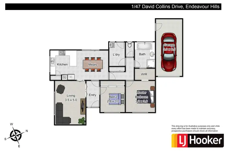 Floorplan of Homely unit listing, 1/47 David Collins Drive, Endeavour Hills VIC 3802