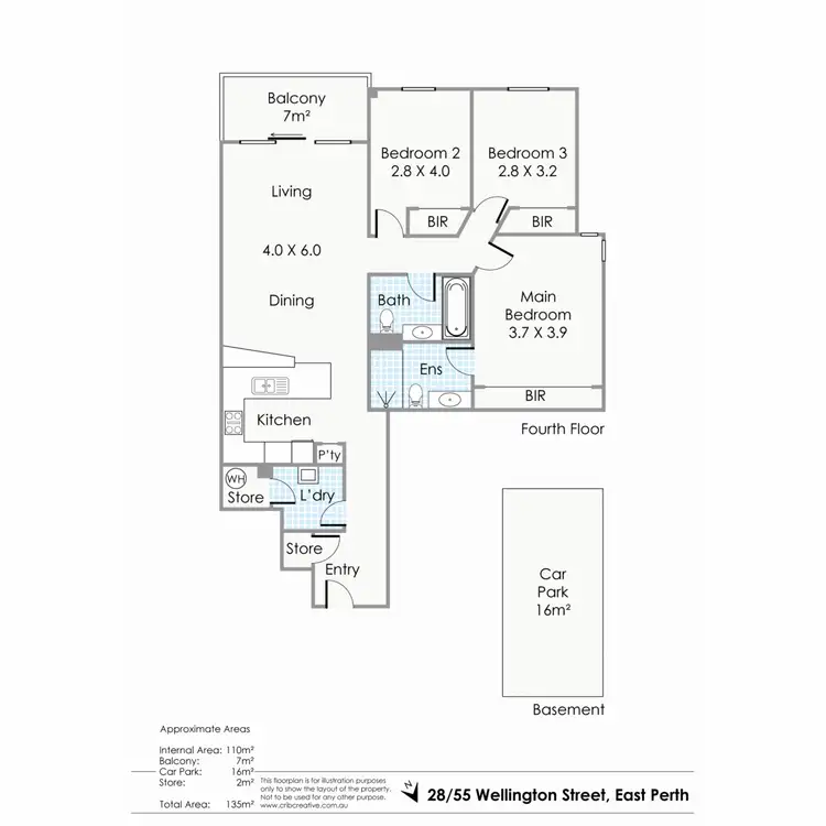 Floorplan of Homely apartment listing, 28/55 Wellington Street, East Perth WA 6004