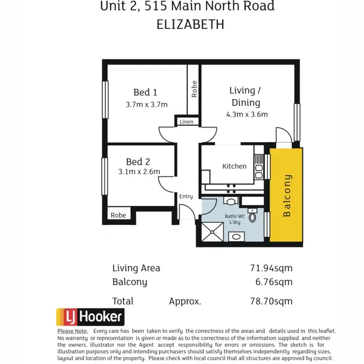 Floorplan of Homely unit listing, 2/515 Main North Road, Elizabeth SA 5112