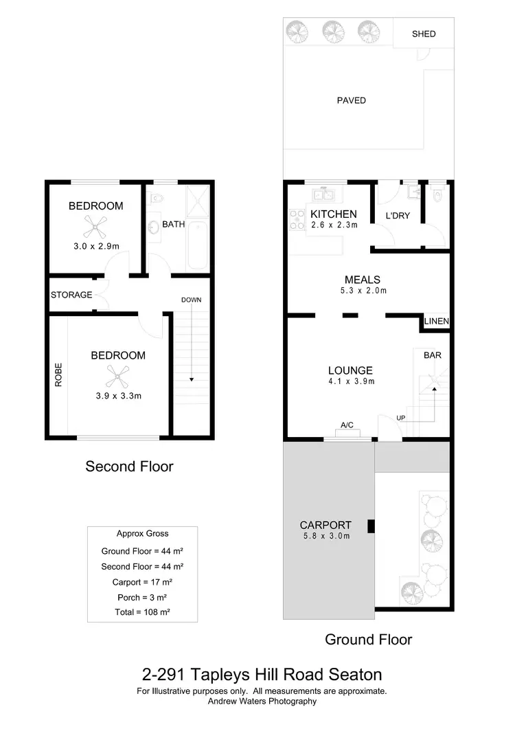 Floorplan of Homely townhouse listing, 2/291 Tapleys Hill Road, Seaton SA 5023