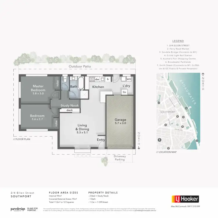 Floorplan of Homely semi-detached listing, 2/4 Ellen Street, Southport QLD 4215