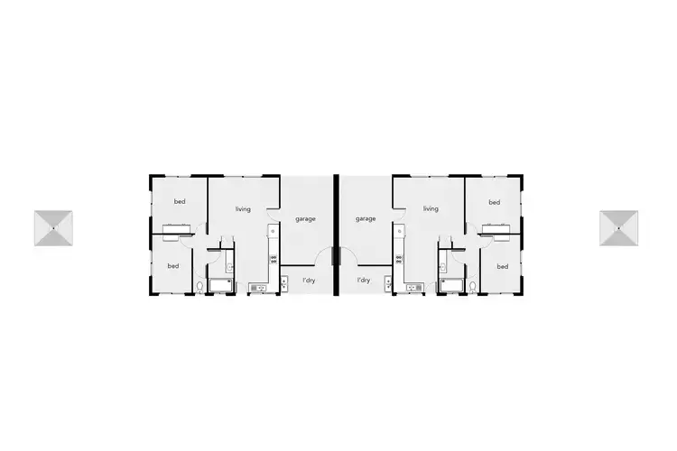 Floorplan of Homely semi-detached listing, 1 & 2/98 Reservoir Road, Manoora QLD 4870