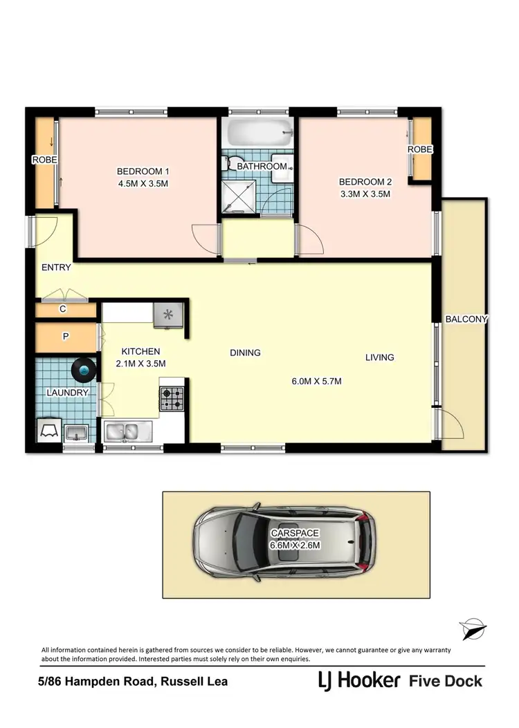Floorplan of Homely unit listing, 5/86 Hampden Road, Russell Lea NSW 2046