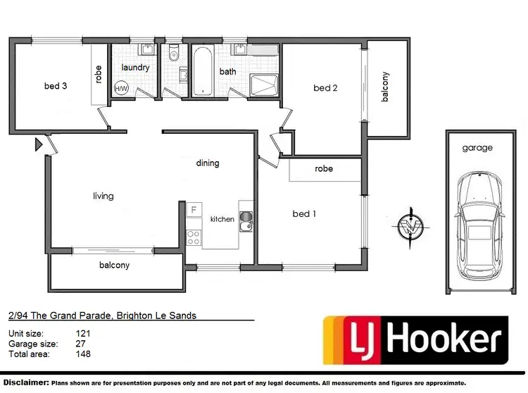 Floorplan of Homely unit listing, 2/94 The Grand Parade, Brighton-le-sands NSW 2216