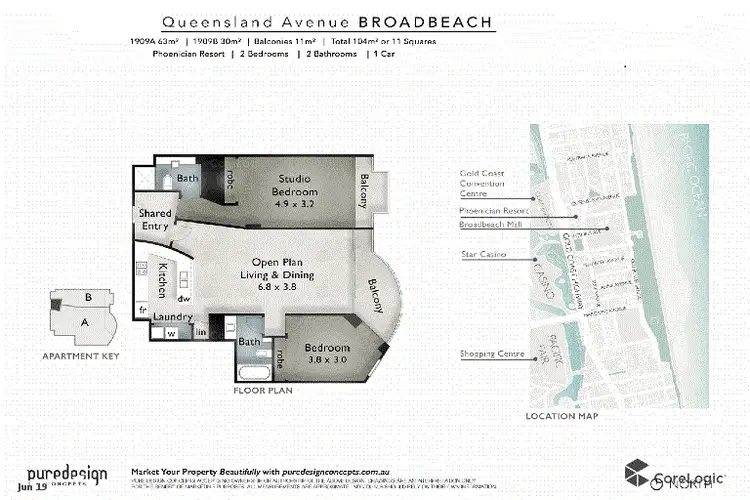 Floorplan of Homely apartment listing, 1809/24-26 Queensland Avenue, Broadbeach QLD 4218