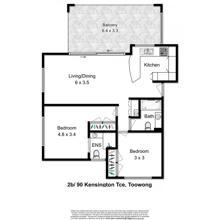 Floorplan of Homely apartment listing, 2B/90 Kensington Terrace, Toowong QLD 4066