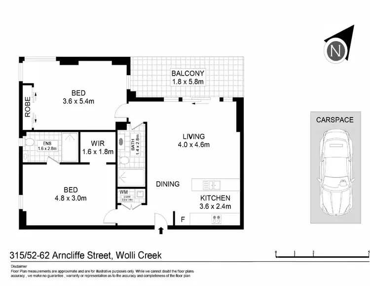 Floorplan of Homely apartment listing, 315/52-62 Arncliffe Street, Wolli Creek NSW 2205