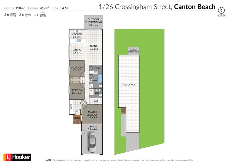 Floorplan of Homely semi-detached listing, 1/26 Crossingham Street, Canton Beach NSW 2263