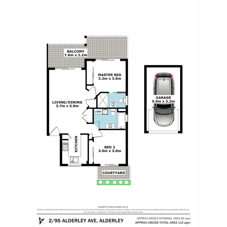 Floorplan of Homely unit listing, 2/95 Alderley Avenue, Alderley QLD 4051