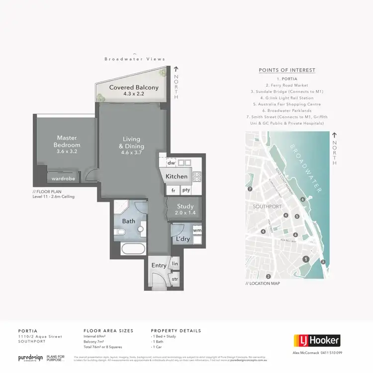 Floorplan of Homely unit listing, 1110/2 Aqua Street, Southport QLD 4215